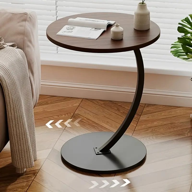 Modern C-Shaped Side Table – Wooden Sofa End Table for Living Room, Bedroom & Office