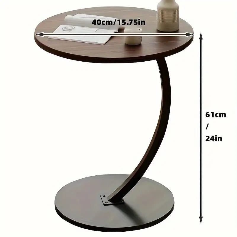 Modern C-Shaped Side Table – Wooden Sofa End Table for Living Room, Bedroom & Office